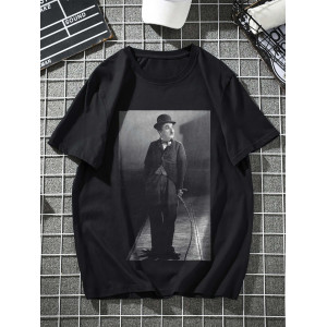 Tricou Charlie Chaplin cu un băț